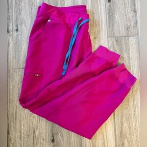🩷 Figs Raspberry Sorbet Women’s Zamora Joggers with Blue Drawstrings XXL